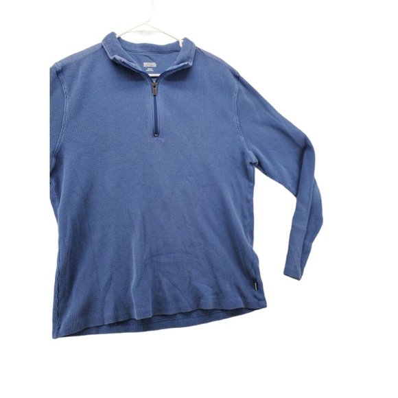 MICHAEL KORS Shirt Men's Long Sleeve Pullover 1/4 Zip Thermal Blue Size 2XL - Picture 3 of 10